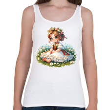 PRINTFASHION Kislány népviseletben a tavaszi virágos réten - Női atléta - Fehér női trikó