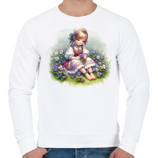 PRINTFASHION Kislány népviseletben - Férfi pulóver - Fehér férfi pulóver, kardigán