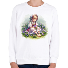 PRINTFASHION Kislány népviseletben - Gyerek pulóver - Fehér gyerek pulóver, kardigán