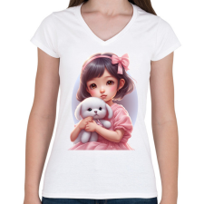 PRINTFASHION Kislány - Női V-nyakú póló - Fehér női póló