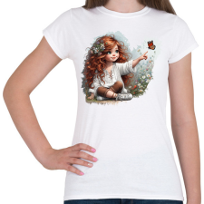PRINTFASHION Kislány pillangóval - Női póló - Fehér női póló