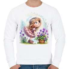 PRINTFASHION Kislány tavaszi ibolyával - Férfi pulóver - Fehér