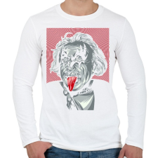 PRINTFASHION KISS: Einstein - Férfi hosszú ujjú póló - Fehér férfi póló