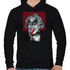 PRINTFASHION KISS: Einstein - Férfi kapucnis pulóver - Fekete férfi pulóver, kardigán