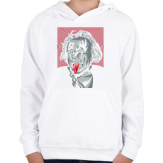 PRINTFASHION KISS: Einstein - Gyerek kapucnis pulóver - Fehér