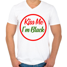 PRINTFASHION Kiss me - Férfi V-nyakú póló - Fehér férfi póló