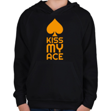 PRINTFASHION Kiss my ace - Gyerek kapucnis pulóver - Fekete gyerek pulóver, kardigán
