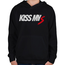 PRINTFASHION KISS MY S - Gyerek kapucnis pulóver - Fekete gyerek pulóver, kardigán