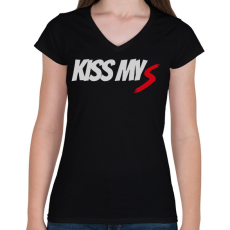 PRINTFASHION KISS MY S - Női V-nyakú póló - Fekete