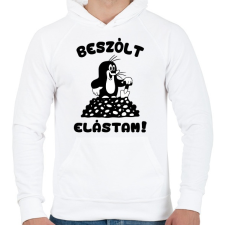 PRINTFASHION Kisvakond - Beszólt, elástam! - Férfi kapucnis pulóver - Fehér férfi pulóver, kardigán