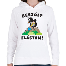 PRINTFASHION Kisvakond - Beszólt elástam! - Női kapucnis pulóver - Fehér