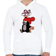 PRINTFASHION Kisvakond Karácsony - Férfi kapucnis pulóver - Fehér férfi pulóver, kardigán