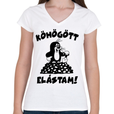 PRINTFASHION Kisvakond - köhögött, elástam! - Női V-nyakú póló - Fehér