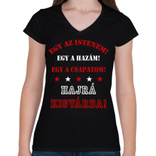 PRINTFASHION Kisvárda - Női V-nyakú póló - Fekete női póló