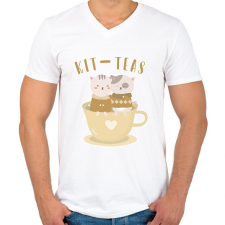 PRINTFASHION Kit-teas - Férfi V-nyakú póló - Fehér férfi póló
