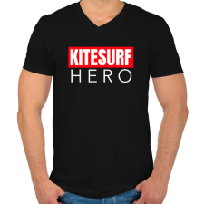 PRINTFASHION KITESURF HERO - Férfi V-nyakú póló - Fekete férfi póló