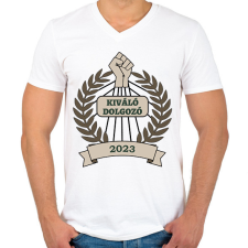 PRINTFASHION Kiváló dolgozó 2 - Férfi V-nyakú póló - Fehér férfi póló