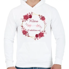 PRINTFASHION Klára - Férfi kapucnis pulóver - Fehér férfi pulóver, kardigán