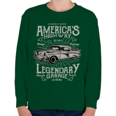 PRINTFASHION Klasszikus Amerikai autó - Gyerek pulóver - Sötétzöld
