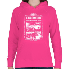 PRINTFASHION Klasszikus autók - Női kapucnis pulóver - Fukszia női pulóver, kardigán