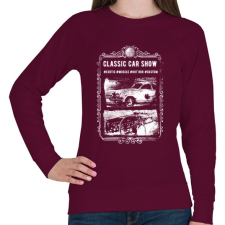 PRINTFASHION Klasszikus autók - Női pulóver - Bordó női pulóver, kardigán