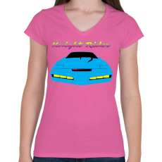 PRINTFASHION Knight Rider Synthwave - Női V-nyakú póló - Rózsaszín