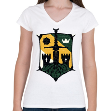 PRINTFASHION Knights logo - Női V-nyakú póló - Fehér