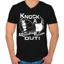 PRINTFASHION Knock Out - Férfi V-nyakú póló - Fekete férfi póló
