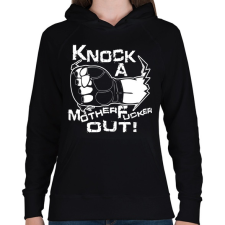 PRINTFASHION Knock Out - Női kapucnis pulóver - Fekete női pulóver, kardigán