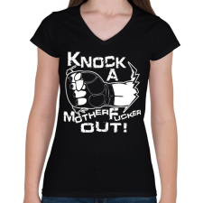 PRINTFASHION Knock Out - Női V-nyakú póló - Fekete női póló