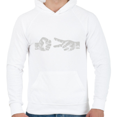 PRINTFASHION Kő papír olló - Férfi kapucnis pulóver - Fehér