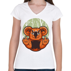 PRINTFASHION koala beint - Női V-nyakú póló - Fehér