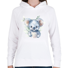 PRINTFASHION Koala növényekkel - Női kapucnis pulóver - Fehér női pulóver, kardigán