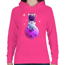 PRINTFASHION Kocka asztronauta lila - Női kapucnis pulóver - Fukszia női pulóver, kardigán