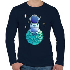 PRINTFASHION Kocka asztronauta zöld - Férfi hosszú ujjú póló - Sötétkék