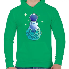 PRINTFASHION Kocka asztronauta zöld - Férfi kapucnis pulóver - Zöld férfi pulóver, kardigán