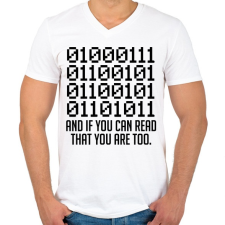 PRINTFASHION KOCKA - Férfi V-nyakú póló - Fehér férfi póló