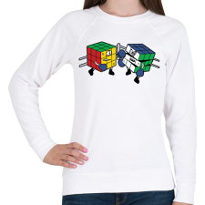 PRINTFASHION Kocka K.O. - Női pulóver - Fehér női pulóver, kardigán