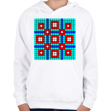 PRINTFASHION Kockás minta 01 - Gyerek kapucnis pulóver - Fehér gyerek pulóver, kardigán