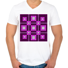 PRINTFASHION Kockás minta 03 - Férfi V-nyakú póló - Fehér férfi póló