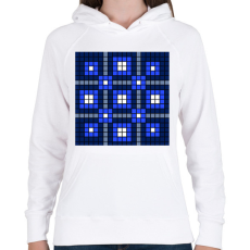 PRINTFASHION Kockás minta 05 - Női kapucnis pulóver - Fehér