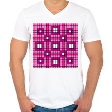 PRINTFASHION Kockás minta 06 - Férfi V-nyakú póló - Fehér