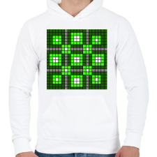 PRINTFASHION Kockás minta - Férfi kapucnis pulóver - Fehér férfi pulóver, kardigán