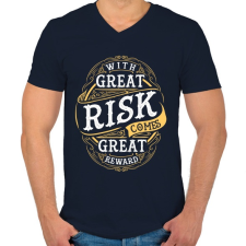 PRINTFASHION Kockázat - Férfi V-nyakú póló - Sötétkék férfi póló