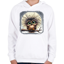 PRINTFASHION Kócos bagoly - Gyerek kapucnis pulóver - Fehér gyerek pulóver, kardigán