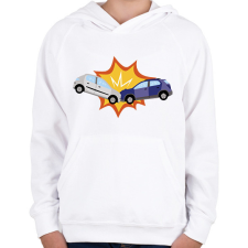 PRINTFASHION Kocsi ütközés - Gyerek kapucnis pulóver - Fehér gyerek pulóver, kardigán