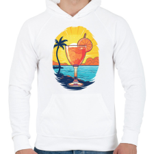 PRINTFASHION Koktél - Férfi kapucnis pulóver - Fehér férfi pulóver, kardigán