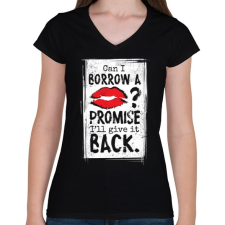 PRINTFASHION Kölcsön csók? - Női V-nyakú póló - Fekete női póló