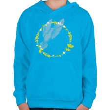 PRINTFASHION Kolibri madár - Gyerek kapucnis pulóver - Azúrkék gyerek pulóver, kardigán