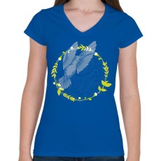 PRINTFASHION Kolibri madár - Női V-nyakú póló - Királykék